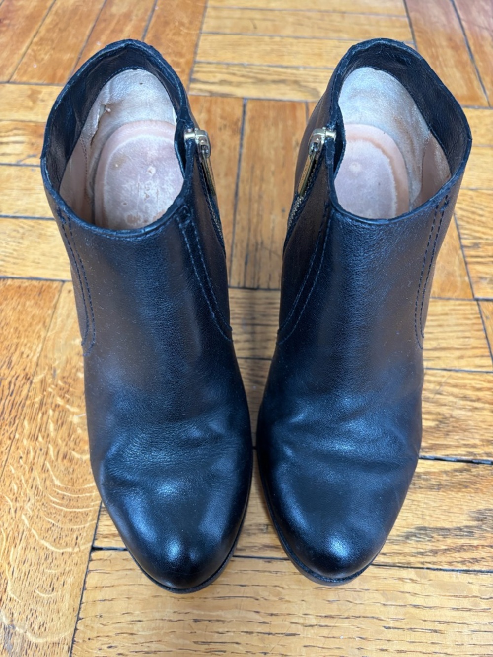 Coach Black Leather Ankle Booties with Side Zip